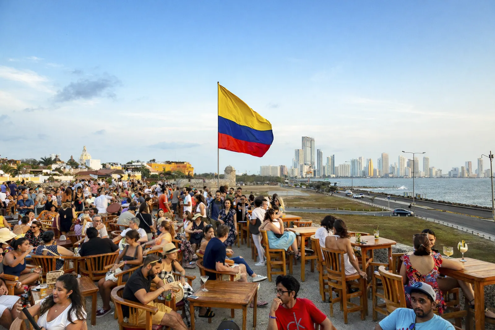 Sunset at Café del Mar on Cartagena's city walls