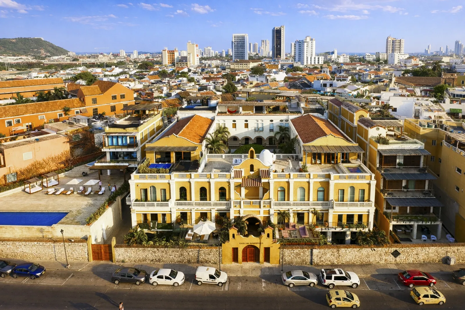 Aerial view of Casa del Boquetillo and Cartagena's Old Town