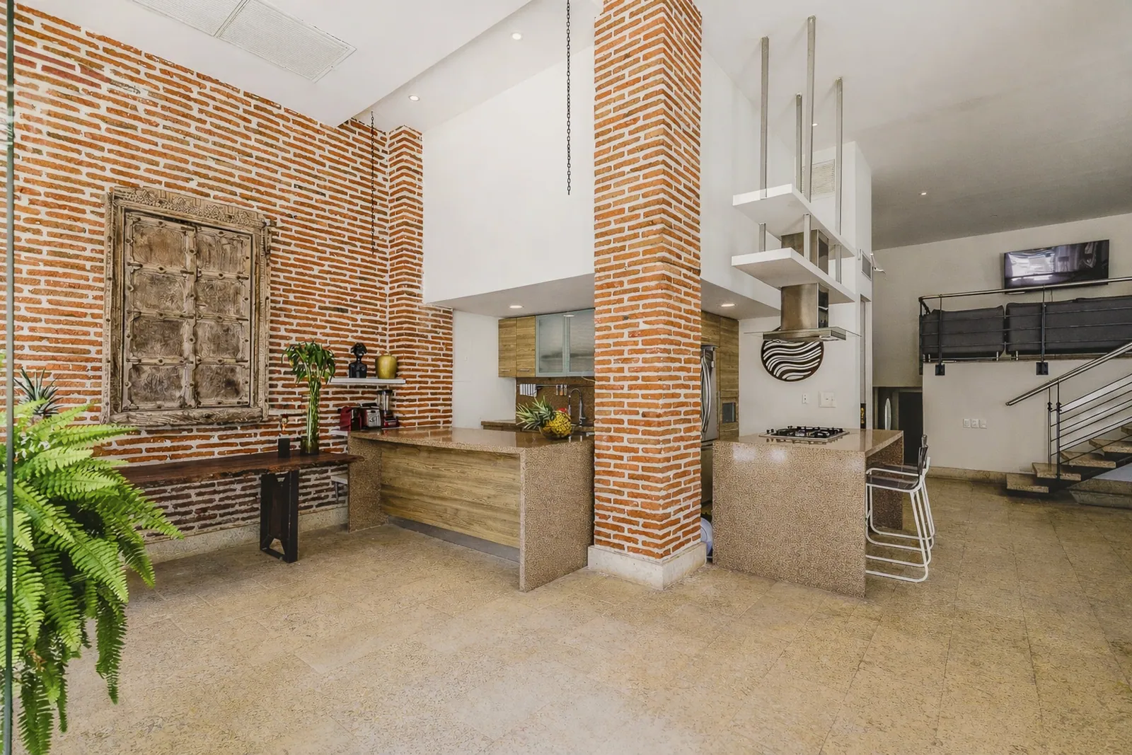Outdoor kitchen and barbecue area on the private terrace